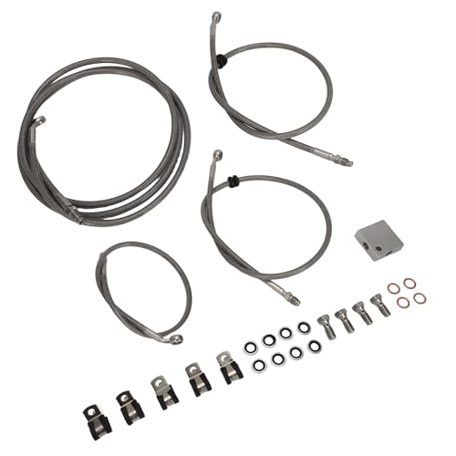 For Arctic Cat ATV Brake Line Kit, Front Braided Stainless Steel Brake Hose, Replaces For 1502-015, with Leak-Proof Crush Washers