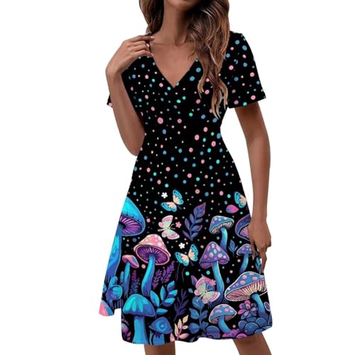 Image of Women's Summer Formal Dresses Short Sleeve Wrap V Neck Dresses Bridesmaid Wedding Guest Dress with Pockets