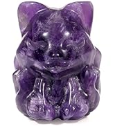 ZHIYUXI Amethyst Crystals and Healing Stones Room Decor Purple Nine Tailed Fox Statue Gifts for W...