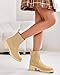 Coutgo Girls Boots Kids Combat Chelsea Ankle Booties Chunky Heel Lug Sole Elastic Fall Fashion Shoes Toddler Little Kid Big Kid,Beige,Size 12