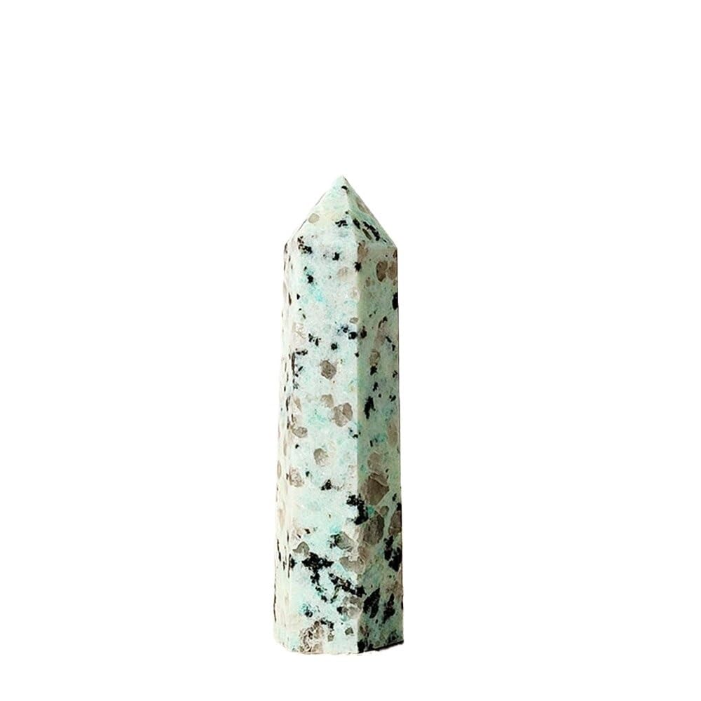 HUFFA Natural Crystal Hexagonal Prism Ornaments - Pink and White Agate Column Raw Stone Decor(Tianshanorchidsingletip,9cm)
