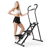 MACYO Stair Stepper for Home Gym Exercise, Adjustable Resistance, Tablet Holder, Compact Folding Cardio Exercise Climber with Extended Step Range, Adjustable Handlebar & Pedals (Black)