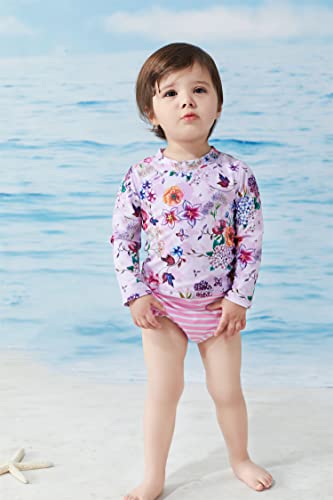 image for UMELOK Toddler Girls' Rashguard Swimsuit 2-Pieces Long Sleeve Bathing 