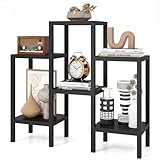 Giantex 6-Tier Plastic Modular Storage Shelves, Open Display Utility Shelving Unit, Multifunctional Plant Holder, Freestanding Storage Rack Organizer for Living Room, Bathroom and Kitchen (Black)