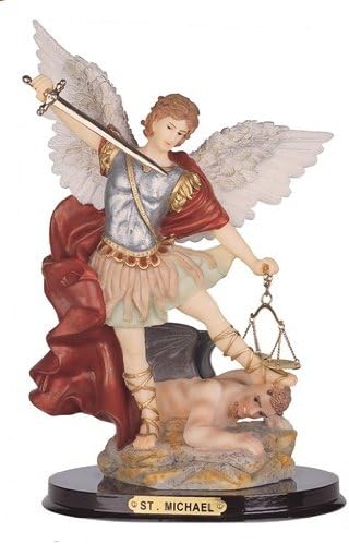 GC Figura de estatua de Arcángel Miguel de 12 pulgadas, figura religiosa, ángel de San Miguel blanco