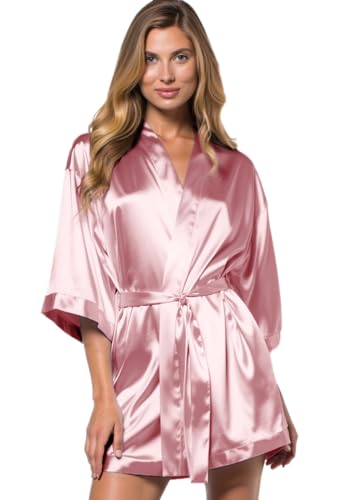 Turquaz Women's Bride Bridesmaids Robe - Satin Kimono Robes for Wedding & Bridal Party Silk Like Lightweight Robes for Women