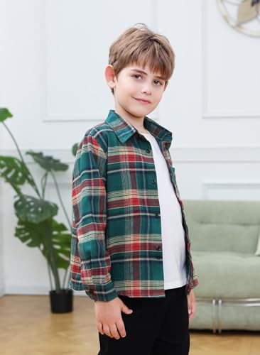 Image of Betusline Boy and Men Button Down Plaid Shirt