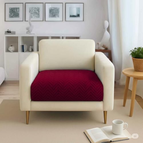 Image of Amazon Basics - Velvet Quilted Make Your Own Sofa Cover |1 Seater | Multi-Layered Fabric |70cm x 70cm | 350 GSM | Color - Maroon