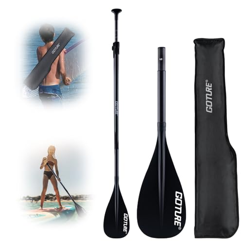 Goture Kids Sup Paddle, 3 Piece Floating Sup Paddle with Storage Bag, Adjustable Youth Kayak Paddle, 50.8''-67.3'' Kids Paddle Board Paddle, Nylon Blade & Carbon Fiber and Fiberglass Shaft