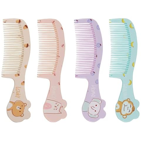 Adore Baby hair comb set | Anti-knot Pain-Free |Comb for Wet, Dry, Curly Hairs Kids with Wide Tooth Comb (Pack of 04) (Large) Cover