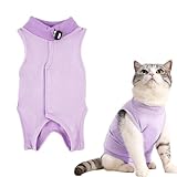 WUYJI Operationsgenesungsanzüge für Katzen, 1 Stück atmungsaktiver OP-Body für Katzen, Anti-Leck-Kompressionskleidung für die postoperative Anwendung bei Katzen (lila)
