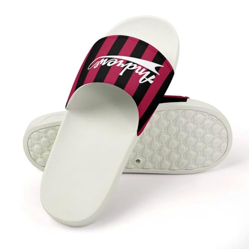 Custom Sports Slides Personalized Slippers - Baseball Sandals Quick Drying Softball Slippers Indoor Outdoor,Gifts for Men Youth Boy (White,Style 40)4