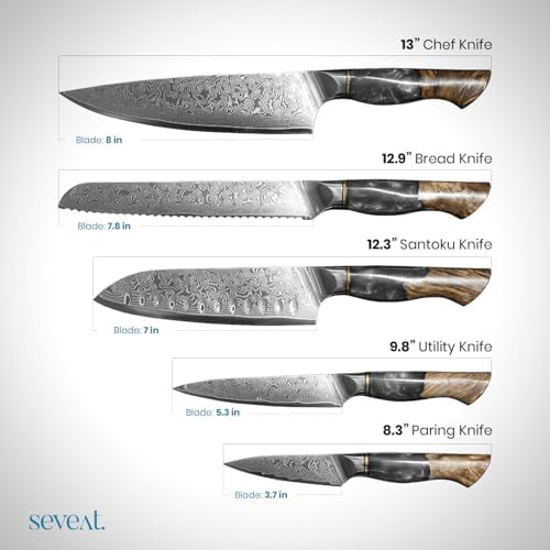 Seveat Damascus Kitchen Knife Set - Thumbnail 2
