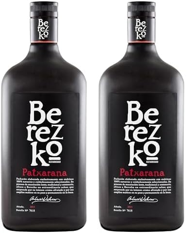 Berezko - Patxarana - Botella de Pacharán 1000 ml, El embalaje puede variar (Paquete de 2)