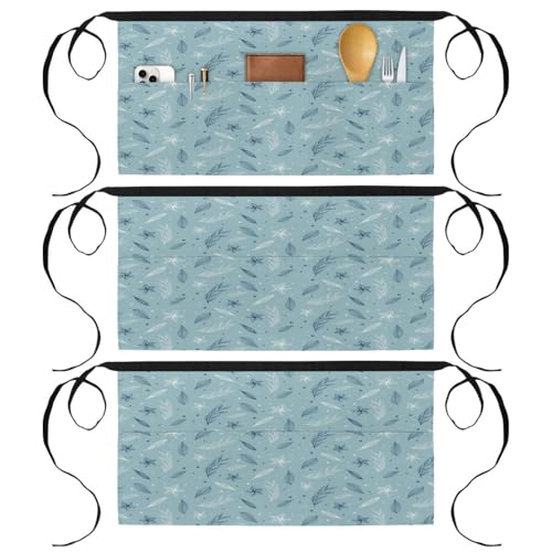 Demi-tablier de cuisine à motif feuilles tombantes multicolore avec poches pratiques