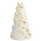 60 Pcs Butterfly Cupcake Toppers Birthday Party Decor,3D Yellow Gold Butterfly Cake Topper Picks Dec