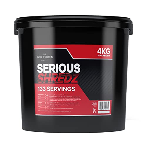 Serious Shredz 4kg Diet Whey Protein Powder Contains L-Carnitine L-Tartrate and Green Tea Extract Supports Lean Muscle Growth 133 Servings The Bulk Protein Company (Strawberry)