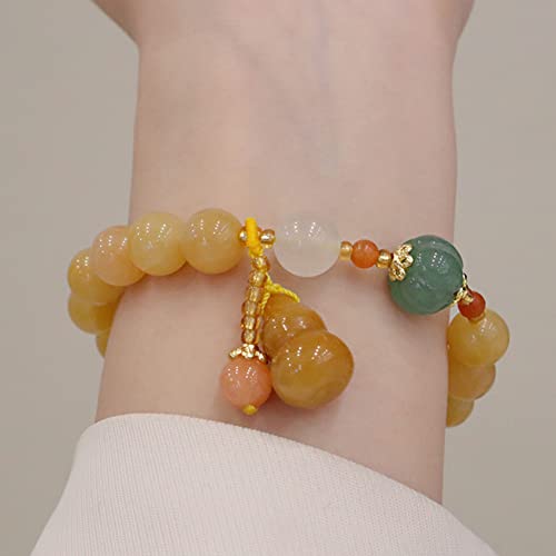 Pulsera de jade natural vintage con amuleto de loto tallado a mano 7