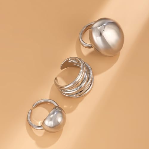 Image of Shining Diva Fashion Stylish Trendy Finger Rings Set for Women & Girls | Chunky Minimal Statement Ring Combos Modern Elegant Jewellery Collection
