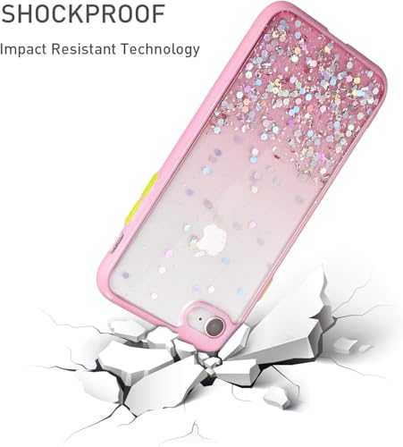 Image of VONZEE Case Compatible with iPhone 7 & iPhone 8 (4.7 inch), Non Moving Glitter Cover for Girls & Women Soft TPU Shockproof Anti Scratch Drop Protection Cover (Pink)
