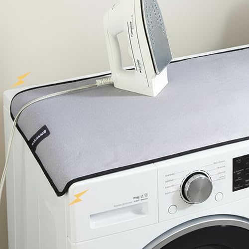 Image of Encasa XO Ironing Mat for Tabletop - Heat Resistant Magnetic Ironing Pad 18 inchx31 inch | Folding Ironing Board Alternative for Washer & Dryer | Portable Quilted Travel Mat (Silver)