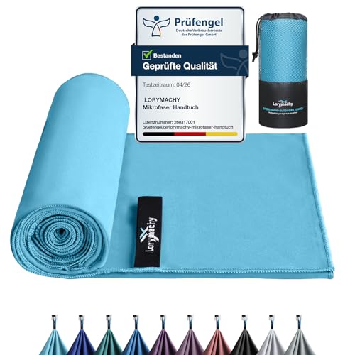 Mikrofaser Handtuch – 50x100cm Fitness Handtuch mit Silberionen-Behandlung, Ultraleicht & Saugstark, Schnelltrocknend – Ideal für Fitness, Yoga, Reisen, Camping, Wandern & Strand, Miami Blau