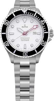 RATIO FreeDiver Sapphire Crystal Womens Diver Watch Japanese Automatic Movement Dive Watch 200m Water Resistant Diving Watch