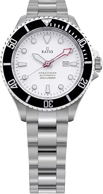 RATIO FreeDiver Sapphire Crystal Women's Diver Watch Japanese Automatic Movement Dive Watch 200M Waterproof Diving Watch White Diver