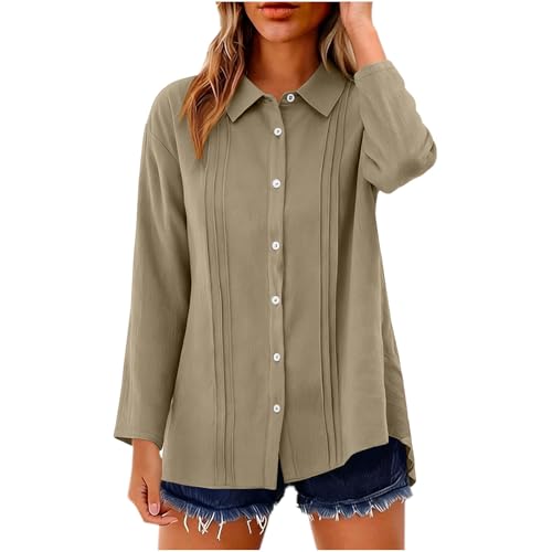 Chemise en lin à manches longues légère pour femme : restez au frais au bureau et en été
