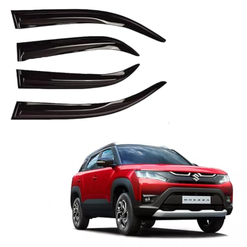 Image of Premium Non-Breakable Car Window Door Visor /Rain Guard /Wind Deflector Compatible for (Brezza - Model(2022))