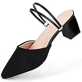 Stylewe Chunky Heels - Ankle Strap Slingback Kitten Heels for Dressy Occasions, Black