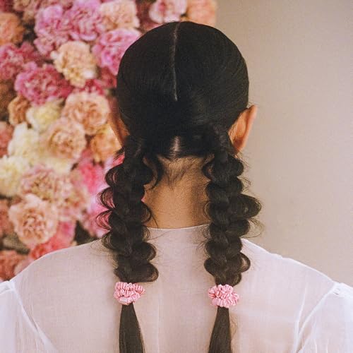 Image of Slip Silk Hair Ties - Skinny Silk Rose Scrunchies, No Damage, No Crease, Anti-Breakage |100% Mulberry Silk | All Hair Types | Made with Proprietary Slipsilk | Set of 4