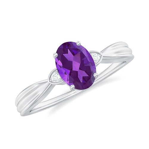 Oval Amethyst 1.1 ctw 925 Sterling Silver Promise Ring for