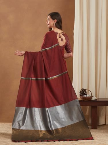 Image of Women's Banarasi Silk With Jacquard Print Saree With Blouse