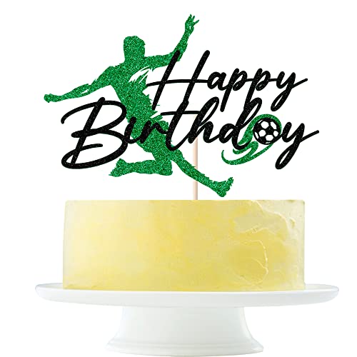 Happy Birthday Soccer Cake Topper Soccer Birthday Party Decorations，Sports Themed Football Happy Birthday Cake Topper #TOP6