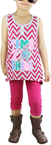 Image of ToBeInStyle Girl's Sleeveless Tank Top & Leggings 2 Piece Outfit Casual Dress Style Set