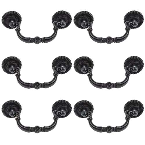 FBSHOP(TM) 6er Pack Lochabstand: 64mm Vintage Kabinett zieht schwarz Zinklegierung Stoßgriffe, traditionelle Schrankgriffe Schubladengriffe, Schlafzimmer Badezimmer Waschraum Küche Hardware Cover