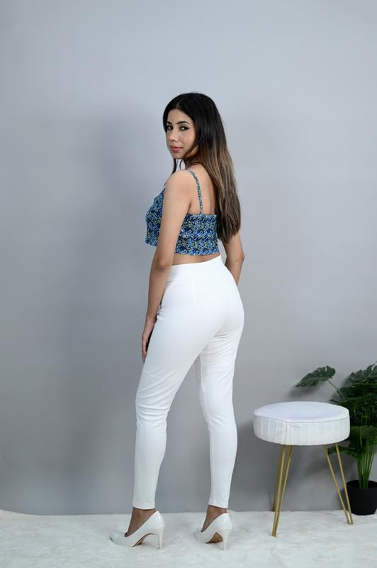 Image of Mlada Slim Fit Jeggings with Elastic Waist Band for Women Office Work Formal Wear Trousers Stretch Cotton Knit High Waist Skinny Fit Jeggings Lycra Pants Travel Comfort Jeggings