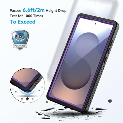 Image of Lanhiem for Samsung Galaxy S25 Ultra Case, IP68 Waterproof Dustproof, Built-in Screen Protector, Rugged Full Body Shockproof Protective Cover for Galaxy S25 Ultra 5G 6.9 Inch, Purple