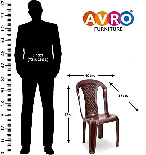 Image of AVRO FURNITURE|1101 Plastic Chair|Set of 4|Matt and Gloss Pattern |Plastic Chairs for Home, Living Room|Bearing Capacity up to 200Kg | Strong and Sturdy Structure |1 Year Guarantee, Brown