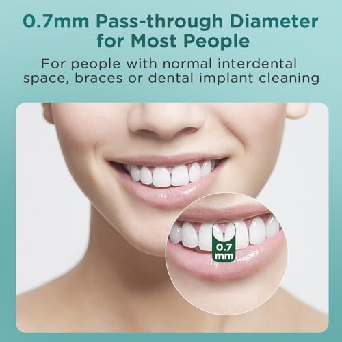 Image of Fremouth 100 Count Angle Interdental Brushes with Extended Handle for Braces, Tight(0.7mm), L- Shaped Interproximal Floss for Dental Plaque Removal Health