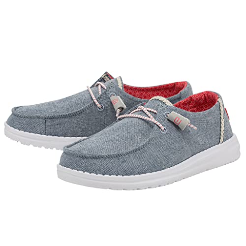 Image of HEYDUDE Women's Wendy Chambray | Women's Shoes | Women's Lace Up Loafers | Comfortable & Light-Weight