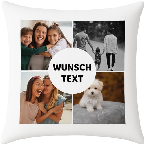 Pet-Jos Personalisiertes Kissen mit Foto Bedrucken Lassen und Wunschtext, 30 x 30 cm Zierkissen Foto Bild Geschenk, Personalisiertes Fotokissen