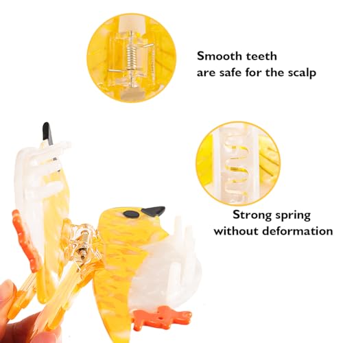 Decorative Bird Hair Clip Personalized Yellow Canary Design Acetate Material Safe & Textured Hair Accessory for Women Girls Gift