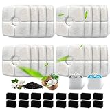 Picture of Replacement Filters & Pre-Filter Sponges (16 + 16 Pack) for Veken 84 oz / 2.5L Pet Fountain, Triple Filtration System Filter Set for Cat Water Fountain & Dog Water Dispenser