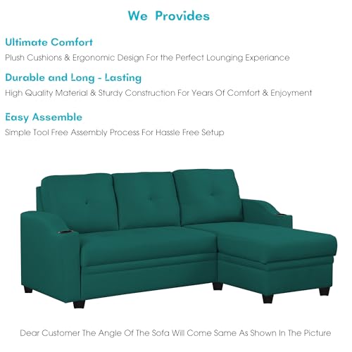 Image of Casaliving Ravonna RHS 4 Seater L Shape Corner Sofa Cum Bed for Living Room (Pine Fabric) Premium Fabric Sofa