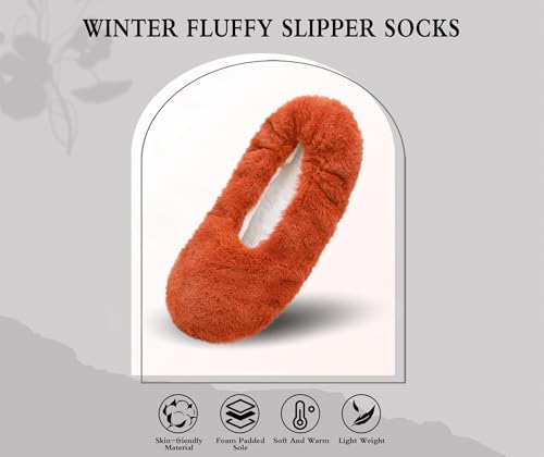 Image of Keyela Women's Ballerina Slippers,Non-Slip Bedroom Slippers Socks | Soft fuzzy slipper socks for ladies Indoor home slippers Cozy sock slippers Ballet Slippers
