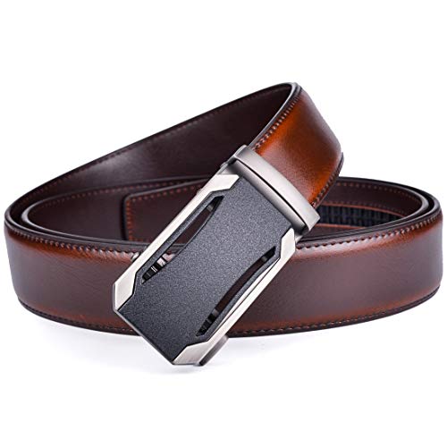 Image of Beltox Men Leather Belt w Slide Ratchet Interchangeable Buckle