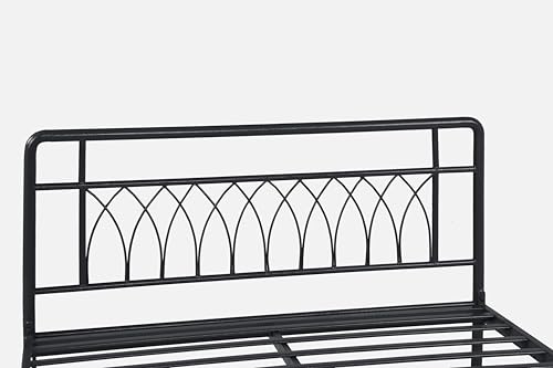 Image of Jexx Metal Queen Size Bed Without Storage | Wrought Iron Double Bed with Headboard & Footboard | Sturdy Powder Coated Platform Bed Queen Size Cot for BedroomLivingRoom Black (75x60)