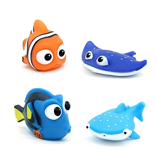 Kid Shower Toy Baby Bath Squirt Toys,Shark Bathtub Water Toys,4pcs Toddlers Infant Swimming Pool Toys,for Birthday Gifts Summer Beach,Pool Activity